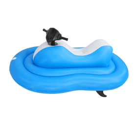 An inflatable water motorboat featuring inflatable motorcycle-style floating rowing functionality, constructed from PVC. It offers a 40-minute endura