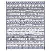 Reversible Outdoor Rug, Waterproof Plastic Straw with Carry Bag, 8' x 10', Blue & White Geometric