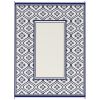 Reversible Outdoor Rug, Waterproof Plastic Straw with Carry Bag, 9' x 12', Blue & White Gourd Border