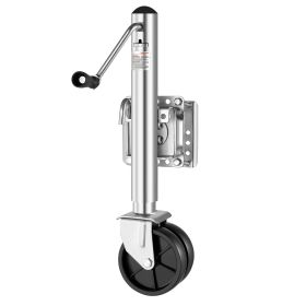 Trailer Jack with Wheel, 2000 lbs Load Capacity, Heavy Duty Swivel Boat Trailer Jack with PP Single Wheel & Ergonomic Handle, 12-inch Lift, Fit for R