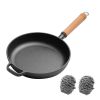 WANGYUANJI 9.8"Cast Iron Frying Pan, Non-stick Pan, Uncoated Pancake Skillet, Steak Frying Pan, with Wooden Handle, Household For All Stove, Free Ste
