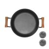 WANGYUANJI 11.8"Pancake Griddle with Wooden Handle, Cast Iron Skillet, Uncoated Pan for Home, Thickened Non-Stick Skillet, Multi-Purpose Skillet with