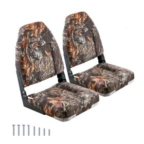 Boat Seat, High Backrest, Folding Fishing Boat Seat with Thickened Sponge Cushion & PU Polyester Fabric, Aluminum Alloy Hinges, Flip Up Boat Seat for