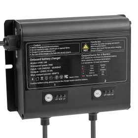 Marine Battery Charger, 2-Bank, 5A 12V Onboard Boat Charger, IP68 Waterproof Smart On-Board Battery Charger, for Lithium-Ion (LiFePO4), NCM, Lead-Aci