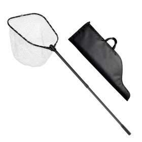 Fishing Net, Foldable Landing Nets with Telescopic Handle and Built in Length Scale, Lightweight and Stronger 6063 Aluminum Fish Gear, Soft Silicone