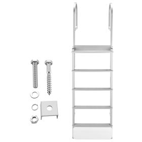 Retractable Dock Ladder, 5 Steps, Aluminum Alloy Pontoon Boat Swim Ladder with Auto-Lift Float, Non-Slip Wide Steps, 500 lbs Weight Capacity, Adjusta