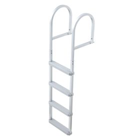 Removable Dock Ladder, 4 Steps, Aluminum Alloy Pontoon Boat Swim Ladder, with Non-Slip Wide PP Steps, 500 lbs Weight Capacity, Quick Release Design,