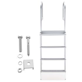 Retractable Dock Ladder, 4 Steps, Aluminum Alloy Pontoon Boat Swim Ladder with Auto-Lift Float, Non-Slip Wide Steps, 500 lbs Weight Capacity, Adjusta