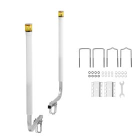 Boat Trailer Guide, 46 in with LED Light Trailer Guide Poles, 2PCS High-Hardness Steel Guide-Ons, Wide Adjustable Trailers Guides with PVC Pipes, for