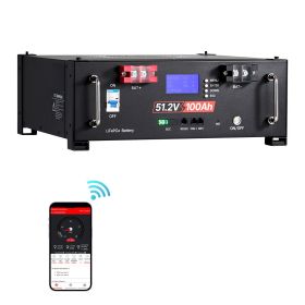 48V 200Ah LiFePO4 Lithium Battery, 2 Pack 100Ah, 10.24kWh Capacity, 51.2V Server Rack LiFePO4 Battery with Bluetooth, Max 6000 Cycles, LCD Display, f