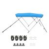 3 Bow Boat Bimini Top, 600D Polyester Canopy with Aluminum Alloy Frame, Waterproof & Sun Shade Boat Awning Canopy with Storage Bag, 2 Support Poles,