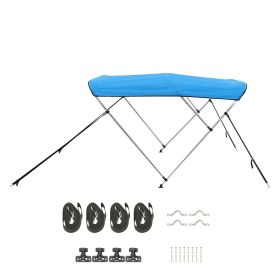 3 Bow Boat Bimini Top, 600D Polyester Canopy with Aluminum Alloy Frame, Waterproof & Sun Shade Boat Awning Canopy with Storage Bag, 2 Support Poles,
