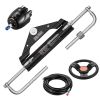150HP Hydraulic Outboard Steering Kit, Marine Boat Hydraulic Steering System with 13.5-inch Steering Wheel, Helm Pump, Hydraulic Cylinder & 2PCS 26FT