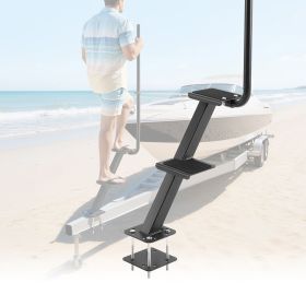 Boat Trailer Steps, 2-Step, Heavy-Duty Boat Trailer Steps with Handle, Non-Slip Surface, 3 Mounting Angle Options, Carbon Steel Ladder Suitable for 3