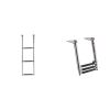 Boat Ladder, 3 Steps, Stainless Steel Telescoping Folding Swim Deck Ladder for Rear Entry Inboard, Heavy Duty 600 lbs Capacity with Wide Anti-Slip St
