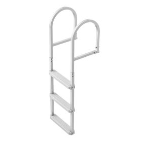 Removable Dock Ladder, 3 Steps, Aluminum Alloy Pontoon Boat Swim Ladder, with Non-Slip Wide PP Steps, 500 lbs Weight Capacity, Quick Release Design,