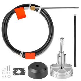 Boat Steering System, 17 ft Boat Control Cable Outboard Rotary Steering System Kit with Aluminum Alloy Helm, Durable Marine Replacement for Fishing B