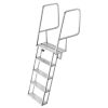 Flip-Up Dock Ladder, 5-Step, Heavy-Duty Aluminum Alloy Pontoon Boat Swim Ladder, with Non-Slip Wide Steps, 350 lbs Weight Capacity, Pull Rope Assist,