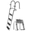 Boat Ladder, 4 Steps, Stainless Steel Telescoping Folding Swim Deck Ladder for Rear Entry Inboard, 600lbs Capacity with Extra Wide Anti-Slip Steps &