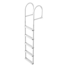 Removable Dock Ladder, 5 Steps, Aluminum Alloy Pontoon Boat Swim Ladder, with Non-Slip Wide PP Steps, 500 lbs Weight Capacity, Quick Release Design,