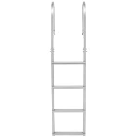 Removable Dock Ladder, 4 Steps, Aluminum Alloy Pontoon Boat Swim Ladder, with Non-Slip Wide Steps, 500 lbs Weight Capacity, Quick Release Design, for