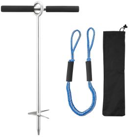 Sand Anchor, 18 in Stainless Steel Beach Anchor, Screw in Sand Boat Anchors with Spiral Blade, Shallow Water Boat Auger Anchors, for Securing Jet Ski