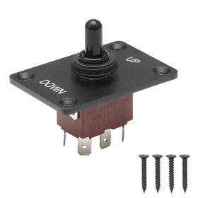 Toggle Switch, 6 Pin Momentary Polarity Reversing Toggle Switch (ON)-Off-(ON) DC 12V/30A AC 250V/15A - with Up Down Mounting Panel & Waterproof Boot