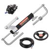 90HP Hydraulic Outboard Steering Kit, Marine Boat Hydraulic Steering System with 13.5-inch Steering Wheel, Helm Pump, Hydraulic Cylinder & 2PCS 26FT