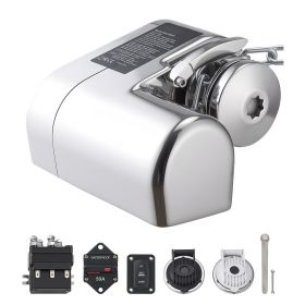 Horizontal Fishing Windlass, 12V DC 600W, Windlass Anchor Systems Fit for 1/4-Inch Chain or 9/16 & 5/8 Inch Nylon Rope, Max Pull 573 lbs, 316 Stainle