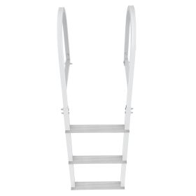 Dock Ladder, Removable 3 Steps, 500 lbs Load Capacity, Aluminum Alloy Pontoon Boat Ladder with 3.1'' Wide Step & Nonslip Rubber Mat, Easy to Install