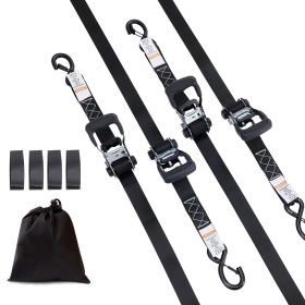Ratchet Tie Down Straps (4PK), 5208 lb Max Break Strength, Includes 4 Premium 1.6" x 8' Rachet Tie Downs with Padded Handles, for Moving Securing Car