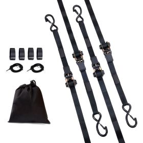 Ratchet Tie Down Straps (4PK), 2200 lb Max Break Strength, Includes 4 Premium 1" x 15' Rachet Tie Downs with Padded Handles, for Moving Securing Carg