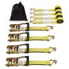 Ratchet Tie Down Straps (4PK), 5000 lb Break Strength, Double J Hook Includes 4 Premium 2" x 15' Rachet Tie Downs with Padded Handles, for Moving Sec