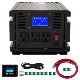 Power Inverter, 2500W Modified Sine Wave Inverter, DC 12V to AC 120V Car Converter, with LCD Display, Remote Controller, LED Indicator, AC Outlets In