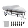 Boat Cover, 17'-19' Trailerable Waterproof Boat Cover, 600D Marine Grade PU Oxford, with Motor Cover and Buckle Straps, for V-Hull, Tri-Hull, Runabou