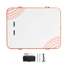 Inflatable Floating Dock, 10 x 8FT Inflatable Dock Platform, Non-Slip Water Floating Dock Mat with Detachable Ladder & Portable Carrying Bag, Floatin