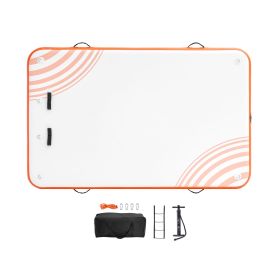 Inflatable Floating Dock, 8 x 5FT Inflatable Dock Platform, Non-Slip Water Floating Dock Mat with Portable Carrying Bag & Detachable Ladder, Floating