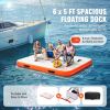 Inflatable Floating Dock, 6 x 5FT Inflatable Dock Platform, Non-Slip Water Floating Dock Mat with Portable Carrying Bag & Detachable Ladder, Floating