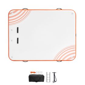 Inflatable Floating Dock, 8 x 6FT Inflatable Dock Platform, Non-Slip Water Floating Dock Mat with Detachable Ladder & Portable Carrying Bag, Floating