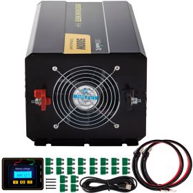 Energy Converter, 5000W Modified Wave Transformer, 12V DC to 110V AC Vehicle Adapter, featuring LCD Screen, Remote Control, LED Light, and GFCI Socke