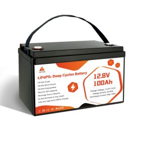 12V 100Ah LiFePO4 Battery, Lithium Battery Built-in 100A BMS 1280Wh, Deep Cycle Battery Up to 12000 Cycle Times, Iron Phosphate Battery for RV, Solar