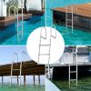 Dock Ladder, Removable 3 Steps, 500 lbs Load Capacity, Aluminum Alloy Pontoon Boat Ladder with 3.1'' Wide Step & Nonslip Rubber Mat, Easy to Install