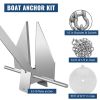 Boat Anchor Kit 8.5 lb Fluke Style Anchor, Hot Dipped Galvanized Steel Fluke Anchor, Marine Anchor with Anchor, Rope, Shackles, Chain for Boat Moorin