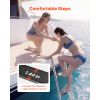 Boat Ladder, 3 Steps, Stainless Steel Telescoping Folding Swim Deck Ladder for Rear Entry Inboard, Heavy Duty 600 lbs Capacity with Wide Anti-Slip St