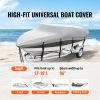 Boat Cover, 17'-19' Trailerable Waterproof Boat Cover, 600D Marine Grade PU Oxford, with Motor Cover and Buckle Straps, for V-Hull, Tri-Hull, Runabou
