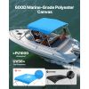 3 Bow Boat Bimini Top, 600D Polyester Canopy with Aluminum Alloy Frame, Waterproof & Sun Shade Boat Awning Canopy with Storage Bag, 2 Support Poles,