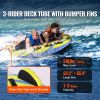 Towable Tube for Boating, 1-3 Riders Inflatable Towable Tube with Bumper Fins, 510 lbs Water Sport Towable Tubes for Boats to Pull, Full Nylon Cover,