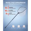 Fishing Net, Foldable Landing Nets with Telescopic Handle and Built in Length Scale, Lightweight and Stronger 6063 Aluminum Fish Gear, Soft Silicone