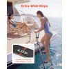 Boat Ladder, 4 Steps, Stainless Steel Telescoping Folding Swim Deck Ladder for Rear Entry Inboard, 600lbs Capacity with Extra Wide Anti-Slip Steps &