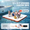 Inflatable Floating Dock, 10 x 10FT Inflatable Dock Platform, Non-Slip Water Floating Dock Mat with Portable Carrying Bag & Detachable Ladder, Floati